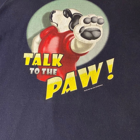 Vntg Big Dog "Talk to the Paw" Hanes Tagless Navy Short Sleeve T-Shirt 2XL XXL - Picture 2 of 11
